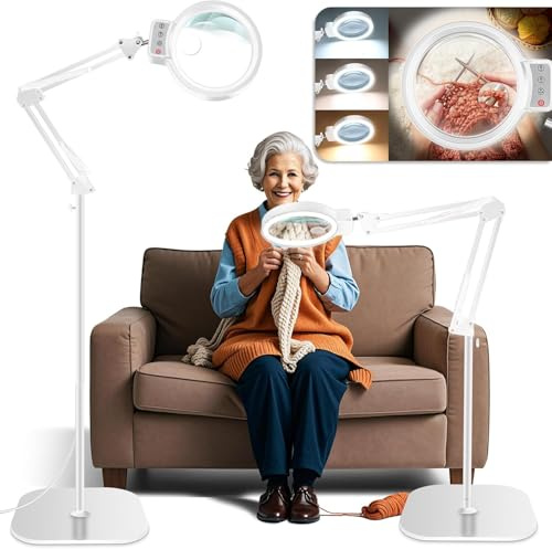 NZQXJXZ 10X 30X Lupa con luz y Soporte, Lámpara de Aumento con Luz 72 LED | 3 Modos de Color, Lámpara de Escritorio con Lupa Manos Libres para Leer, Trabajos de Cerca, Manualidades, Lectura, Blanco