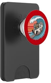Boombox Retro de los 80 al Atardecer surfeando nutrias Marinas PopSockets PopWallet para MagSafe