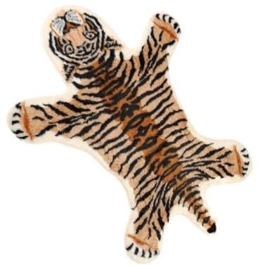 TOMETURE Tiger Teppich Leicht und Dekorativ rutschfeste Bodenmatte aus Acrylfasern mit Tigerförmigem Design für Badezimmer und Kinderzimmer