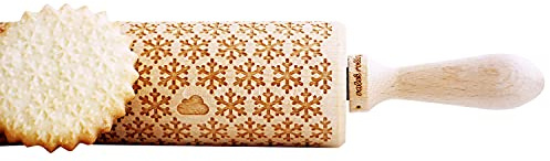 Rouleau à pâtisserie en bois avec motif flocon de neige