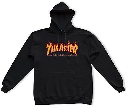 Thrasher Huvtröja för män, Nero (Nero/Fiamme), M