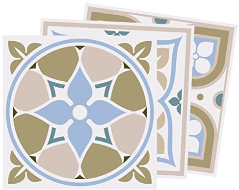 WALPLUS 15cm 24pcs Parchment Grey Colour Spanish Wall Tile Stickers Self-Adhesive Peel and Stick Decals Vinyl Home Decor Gift DIY Living Splashbacks Spring Easter Decoration Tile Paint Stick on Tiles