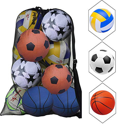NATUCE Extra stor vattentät nätbollväska slitstark fotboll axelväska dragsko väska för basket volleyboll fotboll rugby nät boll bärförvaring säck rymmer 15 bollar – 110 x 72 cm