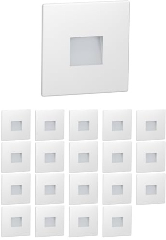 ledscom.de 20x LED Treppenlicht/Wandeinbauleuchte FOW für innen und außen, Downlight, eckig, 85 x 85mm, kaltweiß