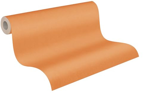 A.S. Création Unitapete Little Love Tapete einfarbig unifarben PVC-freie Vliestapete orange seidenmatt glatt 383266