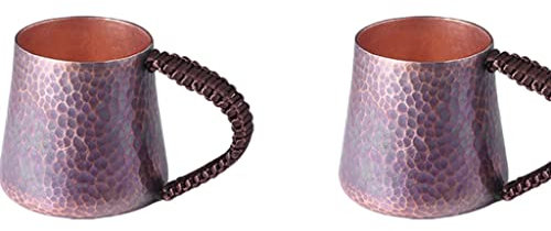 Moscow Mule Mugs，Copper Thick-Walled Coffee Mug Set of 2，Metal Tea Cups, Copper Water Cup, Bar Accessories for The Home Bar Set, Gift Sets, 7 Oz/200Ml