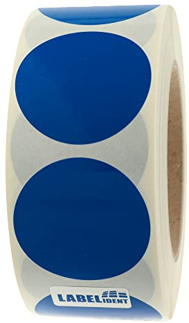 Markierungspunkte blau - Ø 50 mm - 1.000 bunte Klebepunkte auf 1 Rolle(n), 40 mm Kern, Polyethylen, Inventuretiketten selbstklebend