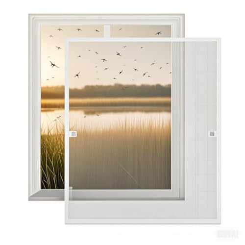 Randaco 120x140cm Fliegengitter Fenster mit Alu-Rahmen Insektenschutz Fliegenschutz Insektenschutzrahmen Spannrahmen mückengitter gitter ohne Bohren
