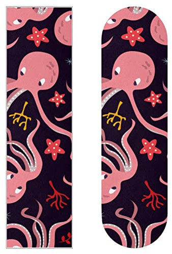 Skateboard-Griptape mit niedlichem Oktopus, Seestern, Sandpapier, Longboard-Aufkleber, Scooter, Deck, Sandpapier, 2 Stück