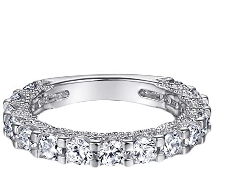Whoiy 925 Sterling Silber Ring mit Rund Zirkonia, Damen Ringe Schmuck für Frauen Zeitloses Design Silber Gr.52 (16.6)