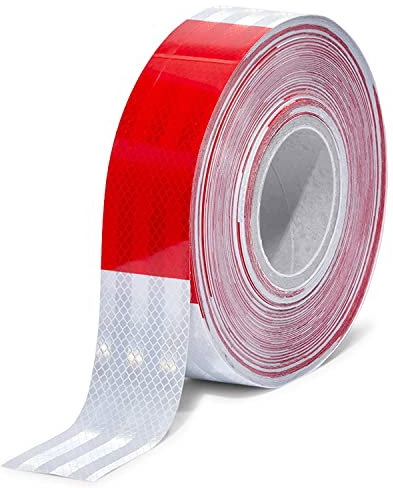 ERBI - Wasserdichtes Reflektorband selbstklebend [50mm x 20m] rot-weiß - Reflektorstreifen zum Kennzeichnen von Fahrzeugen & Gefahren - Reflektorfolie, Reflektor Band, Reflective Tape