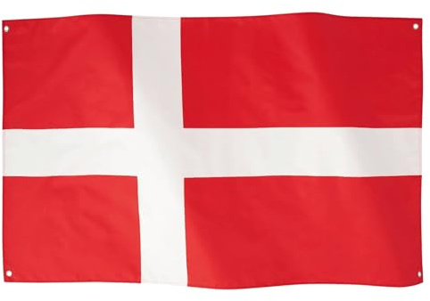 Runesol Dänemark Flagge 3x5, 91x152cm, Danmark Dannebrog 4 Ösen, Messingöse in jeder Ecke, Dänemark Banner, Weltmeisterschaft, Premium Fahnen, Wasserdicht, Innen, Außen