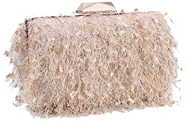 CORIOS Borsetta da Sera Donna Borsa Sposa Pochette Piccolo con Catena a Spalla Cerimonia Clutch Bag Messenger Elegante a Tracolla per Cocktail Festa Cerimonia Ballo Albicocca