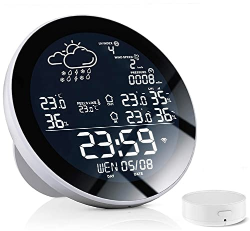 Stazione Meteo Intelligente Wi-Fi Tuya Misuratore di Temperatura e Umidità 'Orologio, Grande Schermo a Colori, Temperatura 'Orologio