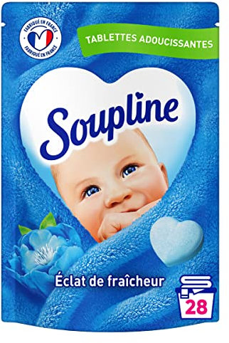 SOUPLINE Tablettes Adoucissantes Coeur Grand Air, Parfume le Linge de Maison, Douceur et Parfum Irrésistibles, Soupline Adoucissant Linge, Assouplissant Coeur 28 Tablettes = 28 Lavages