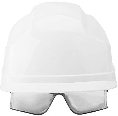 Elmetto di Sicurezza Proteggi Casco Casco da Lavoro Defender Occhiali di Sicurezza Integrati Equipaggiamento di Sicurezza Per Edilizia Industriale(Bianco)