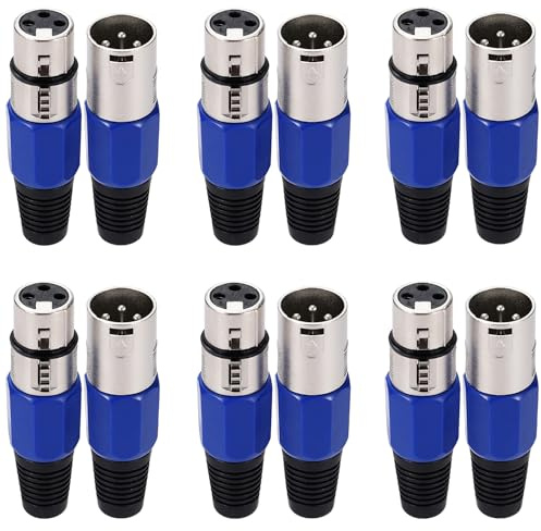 Greluma 12 Stück 3-Polige XLR-Anschlüsse, Männlich/Weiblich für DMX-Signalkabel oder Audio-Mikrofon