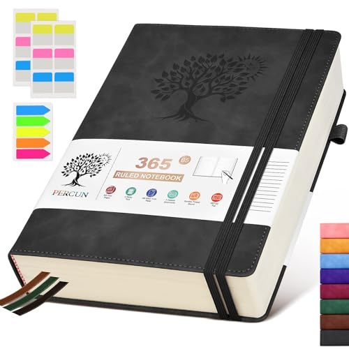 B5 Lined Journal Notebook - 365 Page Large Leather Journals for Writing Women & Men，Hardcover Notebook with 100Gsm Thick Pages，Daily Diary for Travel, Work，School，Note Taking，College Ruled (7.6 x