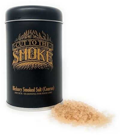 Hickory Smoked Salt (Coarse) | Cut to the Smoke | Award Winning | Triple smoked for rich flavor |150g refillable Tin Shaker | Durable anti-scuff label | no artificial preservatives | Pack of 1