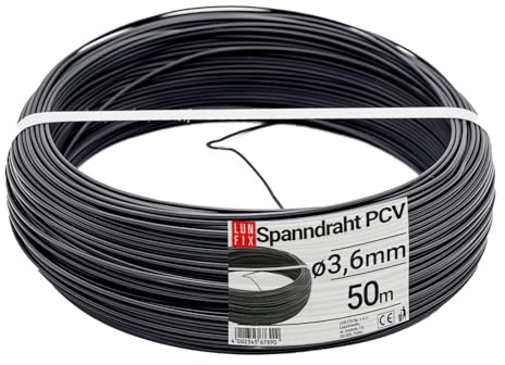 LUN FIX Spanndraht 3,6mm 50m Gartendraht Weidedraht Bindedraht Anthrazit