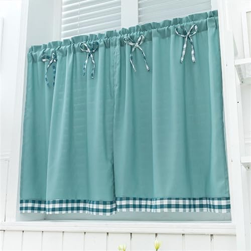 Lifup Tenda per Finestra Corta, Tenda da Bistrot, Tende per Cucina a Vetro per Cucina, Soggiorno, Casa di Campagna, Set da 2 Pannelli Blu 90B x 90H (CM)