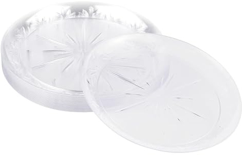 MATANA 60 Clear Hard Plastic Dinner Plates, 25cm / 10 Inch - Elegant & Reusable Party Plates for Weddings, Birthdays, Picnic, BBQ, Parties
