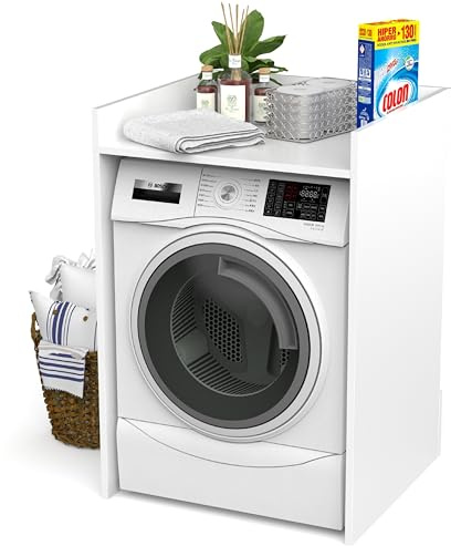 defiPad Waschmaschinenschrank für Waschmaschine oder Wäschetrockner | Stylisch und praktisch Waschmaschine Trockner Schrank | Waschmaschinenregal | Waschmaschinenüberbau | 66x97x50 cm (Weiß)