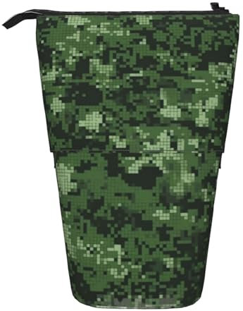 ULKMFFCF Green Army Digital Camouflage Printed Standing Telescopic Pencil Case - Cute School Pencil Pouch, Makeup Bag, Cosmetic Bag, Pen Holder, Schwarz , Einheitsgröße, Schulranzen