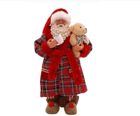 Addobbo Di Natale Babbo Natale Con Pigiama E Orsetto 28cm - Varzi il Natale dal 1956