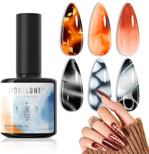 Modelones Blooming Gel 15ML, Esmalte Semipermanente en Gel de Uñas UV LED para Pintar Uñas, Mármol, Acuarela, Flor, Diseño de Manicura