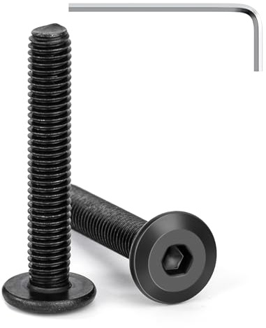 Tunejoy 20 Piezas Tornillos de Cabeza Plana M5 x 30 mm Negro Tornillo de Cabeza Hexagonal de Acero Inoxidable A2 V2A Perno de Muebles con llave Allen Rosca Completa