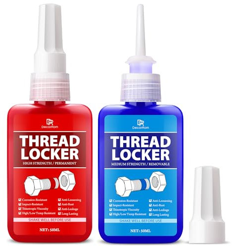 Thread Lock 100ml - Medium and Strong Strength Threadlocker Kit, Removable Threadlock & Seal for Nuts, Bolts & Fasteners - Prevents Loosening, Leakage, Corrosion & Anaerobic Curing Screw Glue