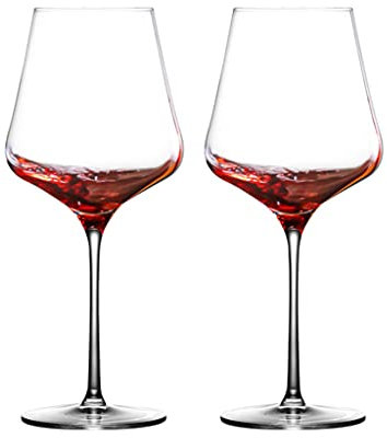 Mxxephemer Copas de Vino de Tallo Alto, Copas de Vino de Estilo Italiano, Juego de Copas de Vino Grandes para Vino Tinto o Blanco, Aniversario de Bodas único (Color: C * 2) (C * 2)