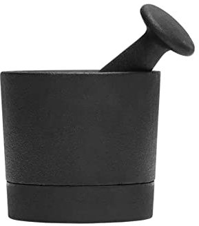 ZENGXJYCQINGJIANG Molinillo de Especias Juego de mortero y mortero de Hierro for Mezclar Salsas con Exterior Negro Mate, Molinillo y triturador Oscuro Elegante, 4.2 Pulgadas trituradora