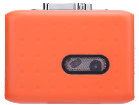 Lecteur de Cassettes Magnétophone, Convertisseur Numérique Portable USB C vers MP3 avec Microphone intégré et Prise Casque Orange, Navigation Facile et Lecture Fluide pour Les