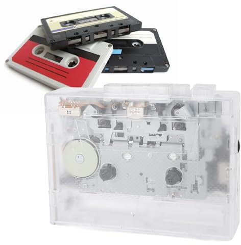 Lecteur de Cassette Portable, Magnétophone de Cassette de Style Transparent, Convertisseur MP3 Cassette USB, Haut-Parleur intégré, Microphone, Prise Casque, Son Stéréo
