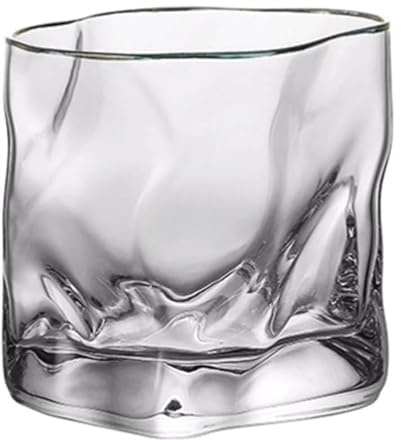 PZEOB Verre à Boire Verre à vin carré soufflé à la Main, 280ml/9.5oz, Verre à vin irrégulier pour la Maison, Bar, utilise du Verre à Whisky en Cristal Haute qualité