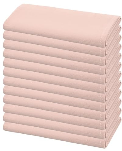 12er-Pack Leinen-Servietten, 40 x 40 cm Wiederverwendbare rustikale Leinenstoffservietten aus Baumwoll-Leinen-Mischgewebe Tischservietten für Hochzeit/Party/Bankett/Abendessen-Dekoration (Rosa)