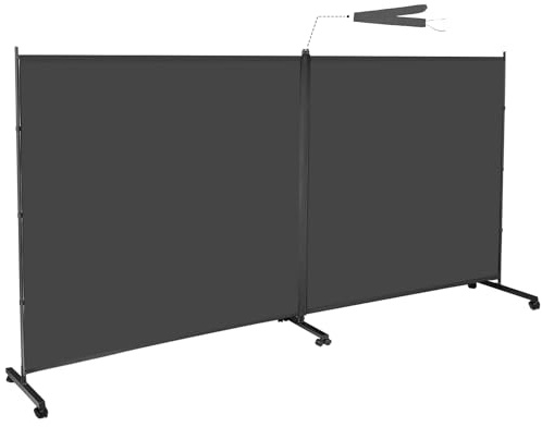 KEORTUN Raumteiler auf Rollen MIT ABDECKLEISTE - 2-TLG. 360Bx190H cm Grau | Großer, freistehender Innen-Paravent als Sichtschutz, Raumteiler & Trennwand. Ideal für Zuhause, Büro oder Homeoffice