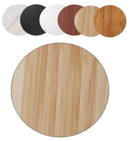 Dessus de table rond en bois massif pour salle à manger et tables basses – 40,6/50,8/61 cm, finition lisse, couleur noyer clair, parfait pour l'extérieur, le jardin et la maison (50 cm)