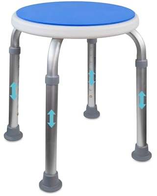 Mobiclinic®, Taburete baño, Conteras Antideslizantes, Asiento Confortable de Goma EVA, Banqueta de Ducha, hasta 100 kg, Ligera y Resistente, Aluminio, Foco