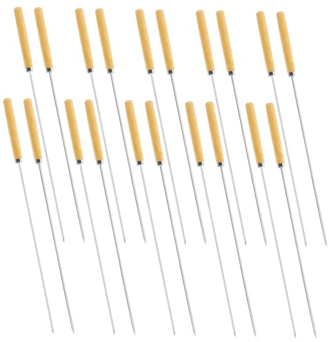 SUPVOX Brochetas para Barbacoa de Acero Inoxidable con Pinchos Planos y Redondos Reutilizables Resistentes Altas Temperaturas Kit Portátil para Carne y Verduras