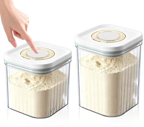 2 Stück Milchpulverspender, Milchpulver Aufbewahrungsbox Mit Löffel, Tragbare Milchpulver Behälter, Versiegelter PulverbehäLter, Baby Pulver Behälter für Babynahrung Proteinpulver Obst (800+1200ml)