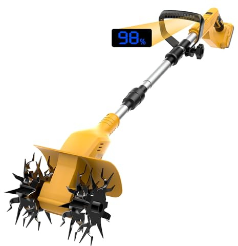 Cordless Tiller Cultivator Compatible with Dewalt 20V Battery(No Battery) 360RPM Electric Garden Tiller, 9 in Tilling Width & 6.6In Depth, Portable Tiller for Lawn/Gardening/Soil Cultivation