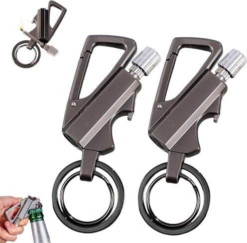 jnyhfen 2 Pack Permanent Match Infinity Lighter with Multitool Keychain Bottle Opener, Reusable Waterproof Match Strike Anywhere Outdoor Survival, for Men Women