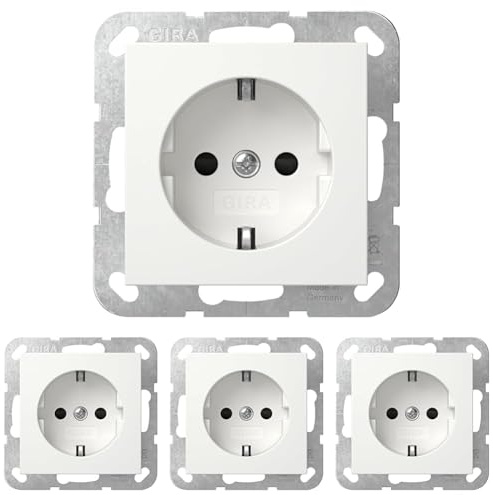 Gira Steckdose Standard 55 Reinweiß glänzend Berührungsschutz I Schuko Unterputz Steckdose 445303 I bruchsicheres Thermoplast I Einbautiefe 32 mm I Elektroinstallation Made in Germany I 16 A 250 V