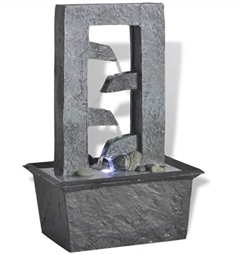 vidaXL Zimmerbrunnen mit LED Beleuchtung Polyresin Dekobrunnen Springbrunnen