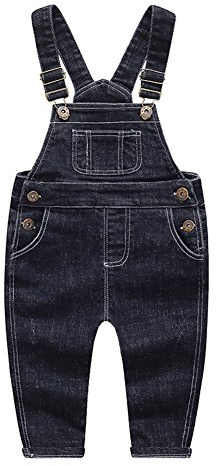 KIDSCOOL SPACE Salopette di Jeans Blu e Nera per Neonati e Bambini/Ragazze, Abbigliamento da Lavoro in Jeans