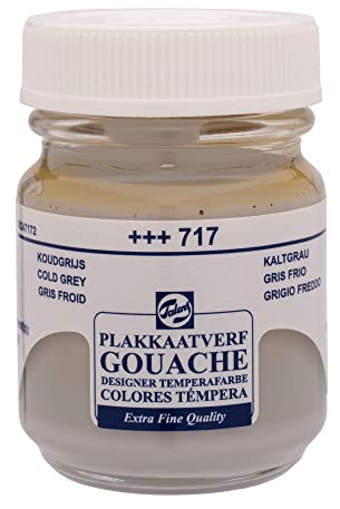 Talens Gouache Extra Fine Quality - 50 ml Flasche - Kaltgrau 717 - Hochpigmentierte Farbe für Künstler mit mattem Finish