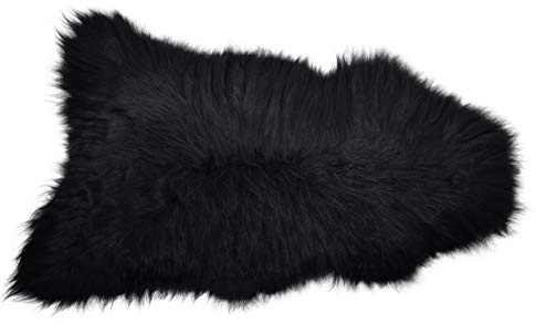 Naturasan Island Lammfell Schaffell, Spitzenqualität, Langhaar Optik, seidig weich als Teppich, Dekofell, Vorleger Schwarz Brisa (100-110)